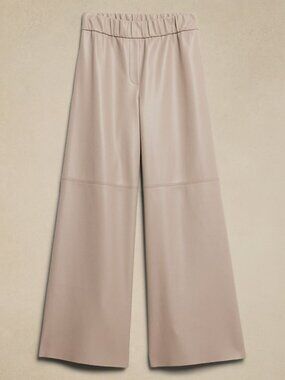 Banana Republic Taupe Faux Leather Wide Leg Office Street Style Pants Medium